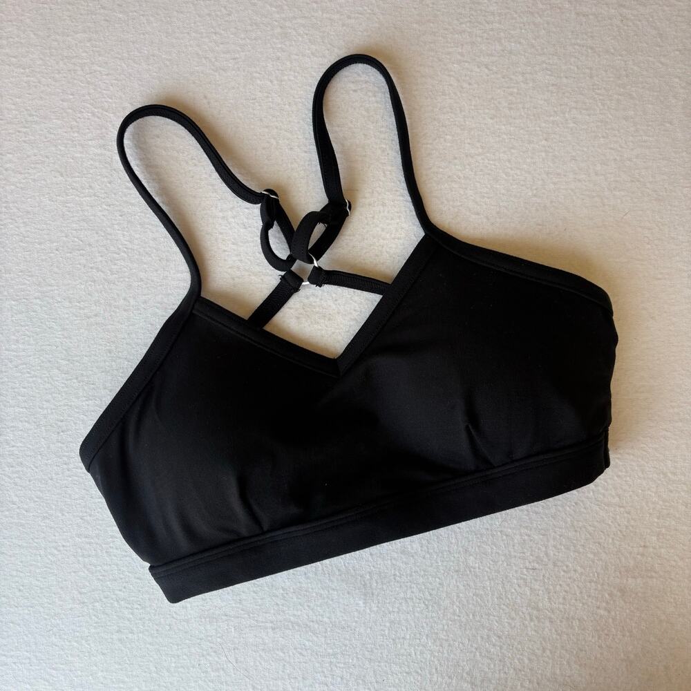 Bombshell Sports Bra Womens Small Black Braid Back Adjustable Padded Athleisure